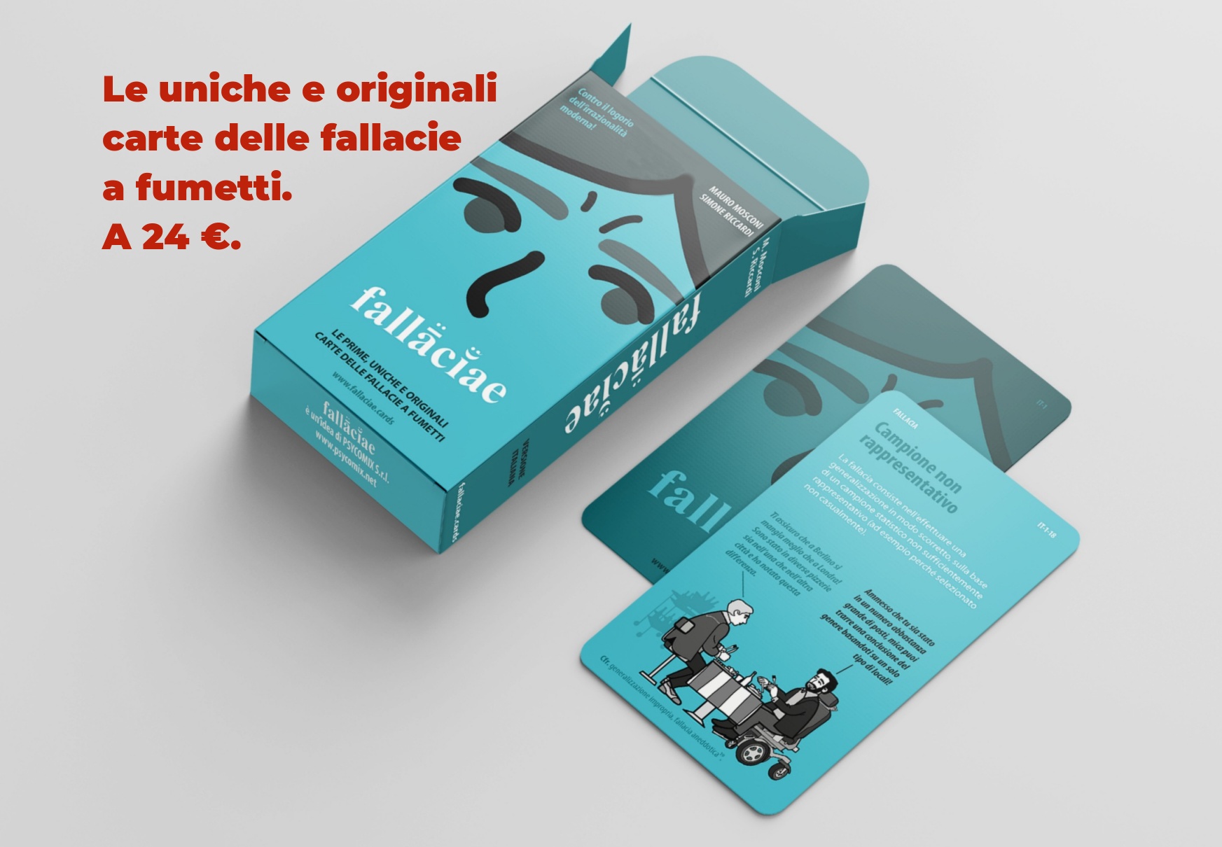 Le prime, uniche e originali carte delle fallacie a fumetti, a solo 24 euro